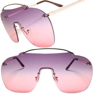 Shield Sunglasses Pink‎ Purple Ombre Lens Rimless Fashion Sun Glasses